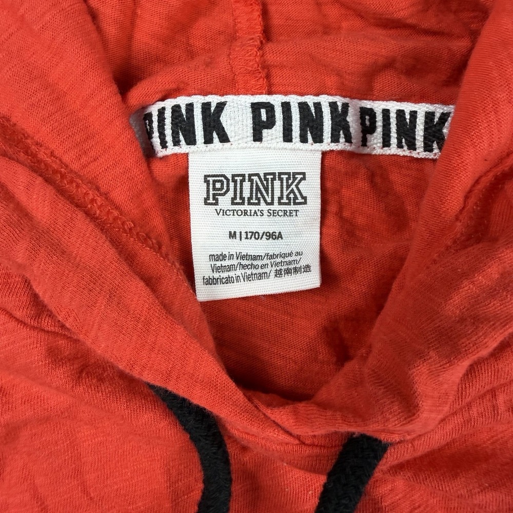 Victorias Secret Pink Women's Pullover Cheetah Logo Hoodie Red Medium - Picture 5 of 9